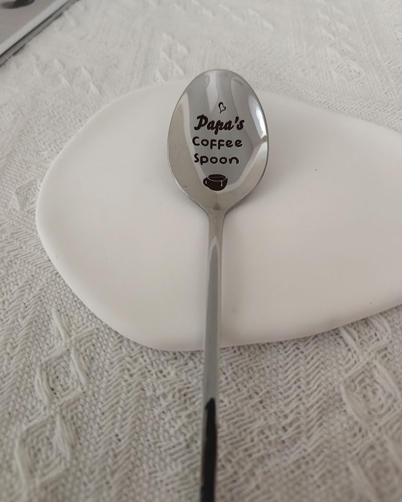 Papa Gift Coffee Spoon from Grandkids Grandchildren Fun Papa's Coffee Spoons for Grandpa Papa Coffee Lover Gifts for Grandfather Fathers Day Granddaddy Gift Engraved Spoon