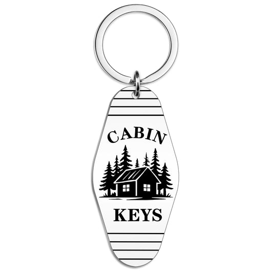 Cabin Keychain Gifts for Men Women House Warming Gifts Rustic House New Home for Men Women New House Gift Ideas for Cabin Lovers Owners Cottage County Home Keychain for Family Son Daughter Friend