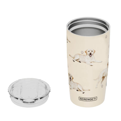 SERENGETI Labrador 20 Oz. Stainless Steel, Vacuum Insulated Tumbler with Spill Proof Lid - 3D Print - Insulated Travel mug for Hot or Cold Drinks (Labrador Yellow Tumbler)