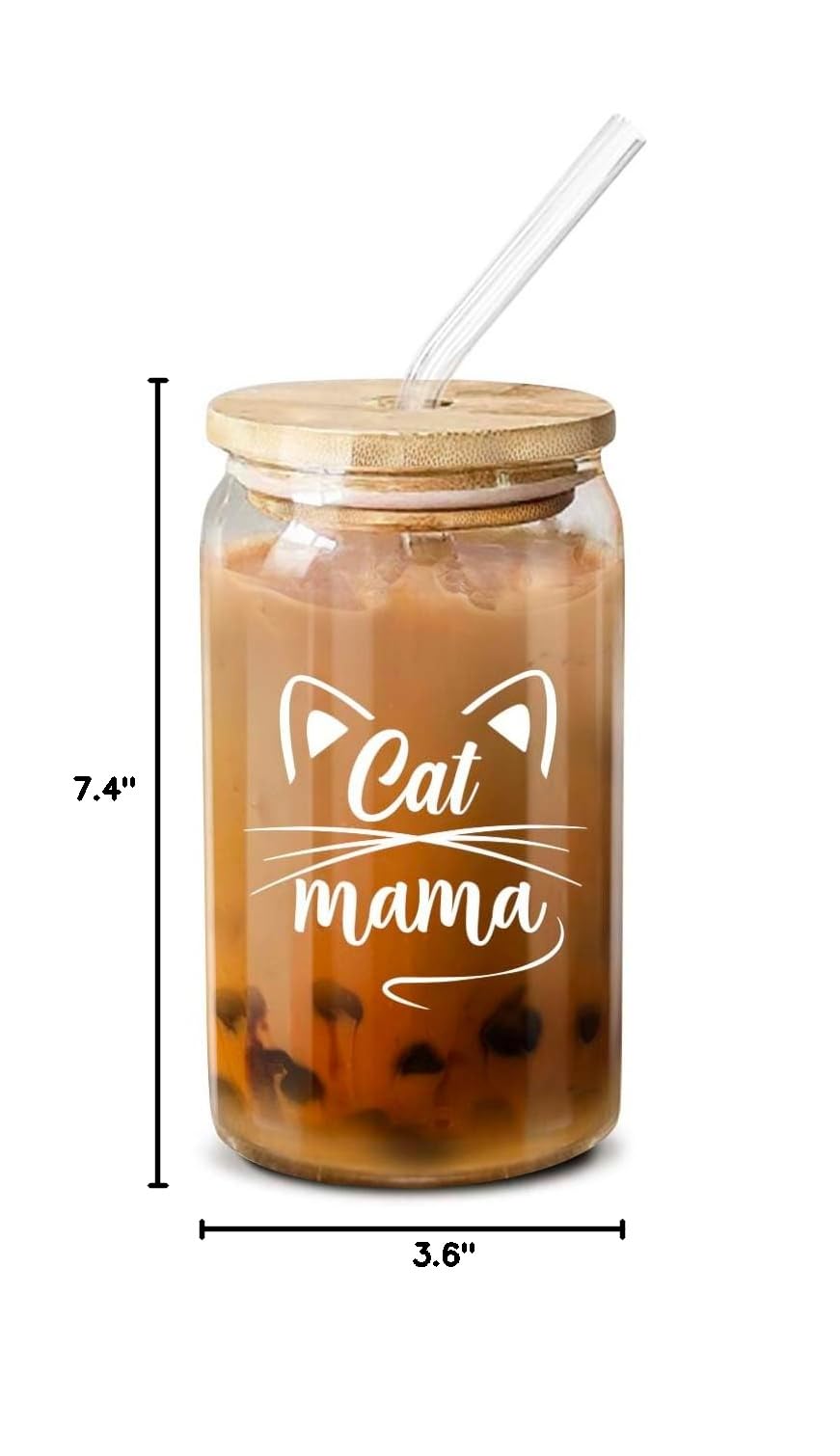 NewEleven Gifts For Cat Mom, Cats Lover - Cat Gifts For Women - Cute Kitten Stuff, Cats Themed Gift For Women - Cute Funny Gift For Her, Best Friend - 16 Oz Coffee Glass