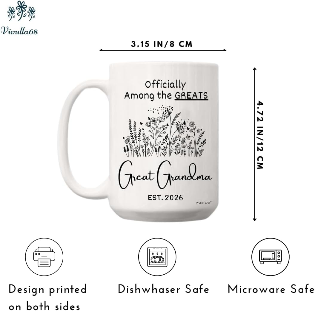 Vivulla68 Mothers Day Gifts for Great Grandmother Great Grandma Coffee Mug, Pregnancy Announcement Cup 2026, You’re Going to Be Great Grandparents Reveal Idea