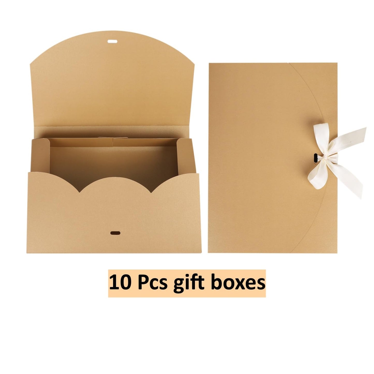 10Pcs Gift Boxes with Ribbon Bowknot Kraft Paper Gift Bag Envelope Wrapping Box Scarf Lingerie Necklace Shirt Gift Packaging Box for Birthday Christmas Anniversary Valentine Day Wedding Party New Year