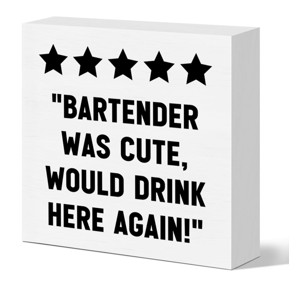 Funny Bartender Gifts for Women Men, Bartender Mixologist Christmas Birthday Gift Rustic Home Bar Cart Table Decor Wooden Sign, Bar Decorations for Home, Was Cute Would Drink Here Again, 5 x 5 Inch