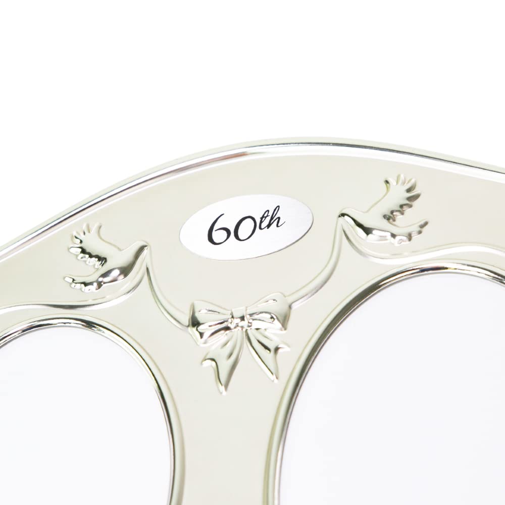 Haysom Interiors Traditional Two Tone Silver Plated 60th Diamond Anniversary Double Picture Frame by Happy Homewares