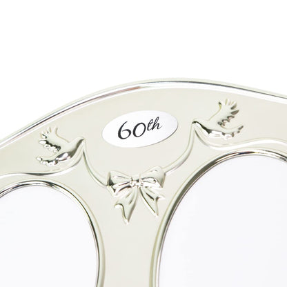 Haysom Interiors Traditional Two Tone Silver Plated 60th Diamond Anniversary Double Picture Frame by Happy Homewares