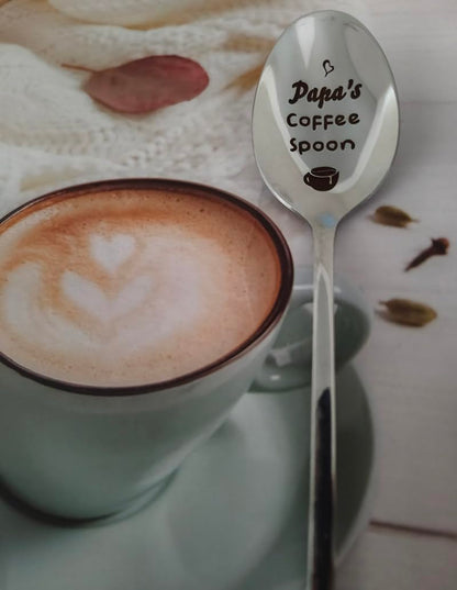 Papa Gift Coffee Spoon from Grandkids Grandchildren Fun Papa's Coffee Spoons for Grandpa Papa Coffee Lover Gifts for Grandfather Fathers Day Granddaddy Gift Engraved Spoon