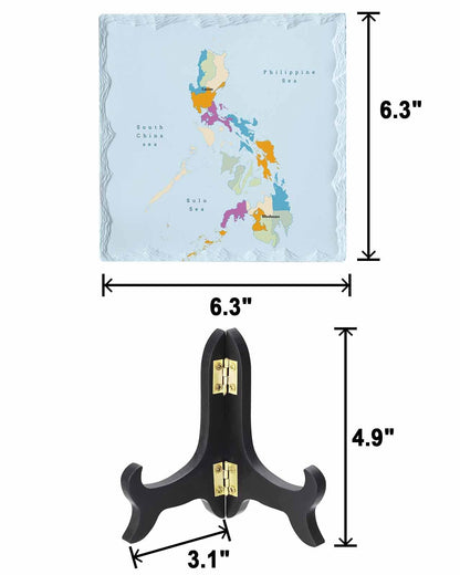 Philippines Map with Blue Ocean Ceramics Plaques Gift for Women/Men, Asian Area Table Decoration Plaque with Wooden Stand, Decorative Desk Sign for Office, Bedroom