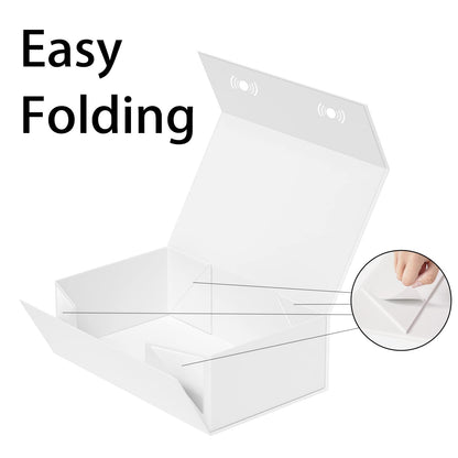 RYDDOY White Gift Box, 9.5x6x3'' Gift boxes for Presents with Lids Magnetic Closure Rectangle Collapsible for Bridesmaid Proposal Box, Wedding, Christmas, Halloween, Birthday Gift Packging