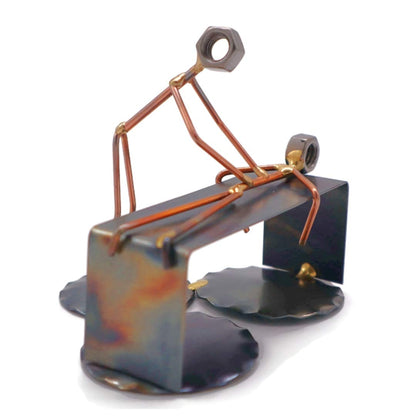 Massage Therapist - Handmade Metal Figurine - Hand Welded Metal Art and Recycled Metal Sculptures - Unique Desk Accessories, Medical Office Decor, & Massage Therapist Gifts