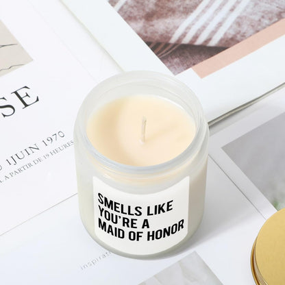 LAMIVEENLA Maid of Honor Gifts Scented Candle Lavender - Cool Bridesmaid Gifts for Matron of Honor Gift Maid of Honor Proposal Gift Soy Candle 4oz