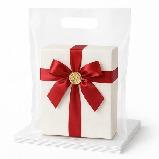 100PCS Clear Plastic Bags with Handles 9"x12" Shopping Bags, Small Plastic Gift Bag for Retail, Merchandise, Boutiques, and Small Business Packaging