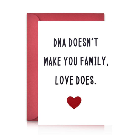 Happy Adoption Day Gift Card for Family Parents Thank You Appreciation Cards for Step Dad Mom Birthday Christmas Gifts for Bonus Dad Mom Friend Couple DNA Doesn't Make You Family Love Does Card