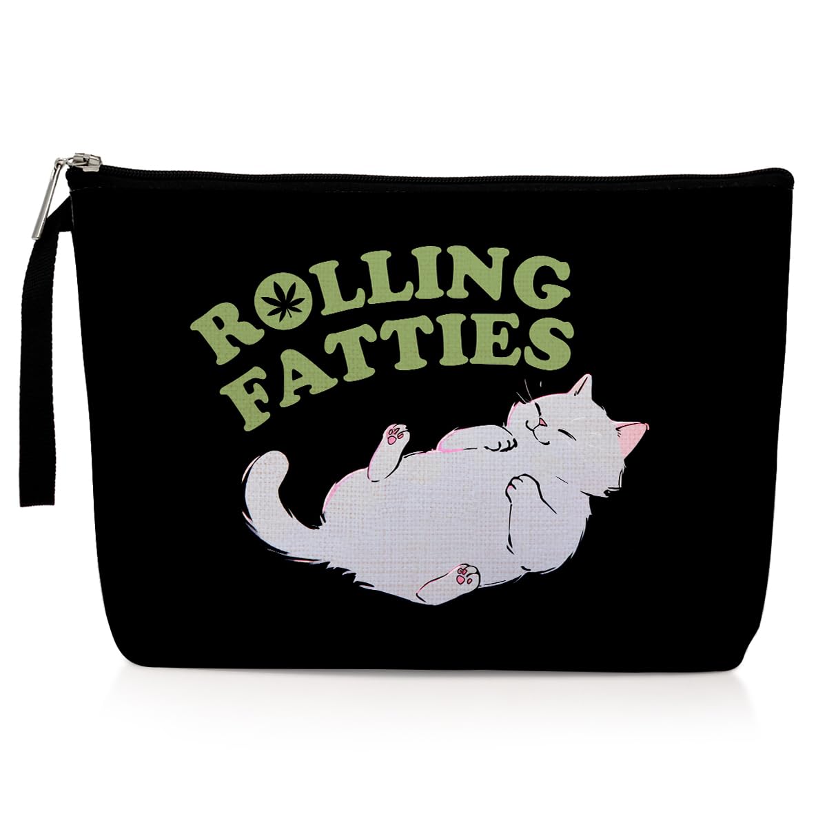 Funny Weed Gift Leaf Makeup Bag Cat Lover Gifts Cosmetic Bags for Women Nurse Cats Themed Gifts Zipper Pouch Bag Cat Lady Gift Weed Stuff Travel Toiletry Bag for Birthday Christmas