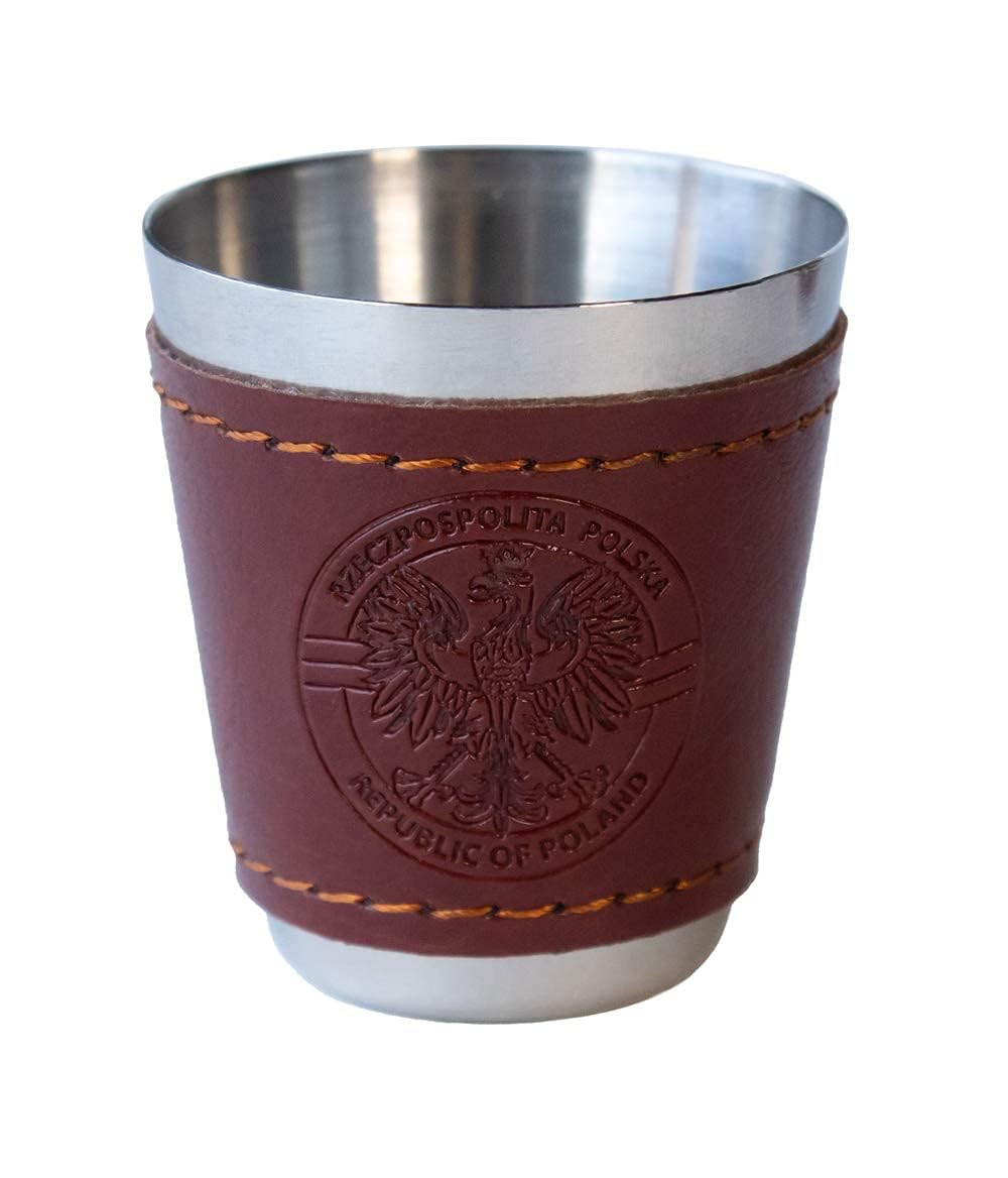 Polart - Poland Flask Set - Stainless Steel Gift Boxed set of Na Zdrowie - Cheers Republic of Poland (Rzeczpospolita Polska) Polish Flask and Four Shot Glasses with the Funnel, Flask Sets for Men