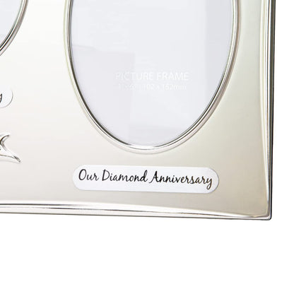 Haysom Interiors Traditional Two Tone Silver Plated 60th Diamond Anniversary Double Picture Frame by Happy Homewares