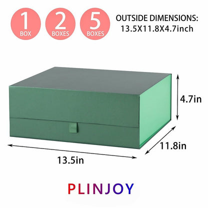 Large Gift Box 13.5x11.8x4.7 Inches, Green Gift Boxes for Presents with Magnetic Closure Lid, Luxury Gift Box Rectangle Collapsible Boxes for Gift Packaging