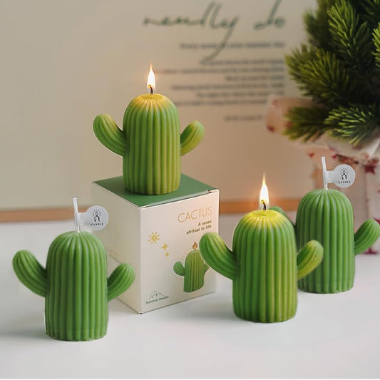 Cactus Candles for Women - Unique Cactus Gifts for Friends, Arizona Mexican Birthday Teacher Gifts 4Pack Mini Scented Succulent Candles, Saguaro Desert Tropical Cake Table Baby Shower Party Decor