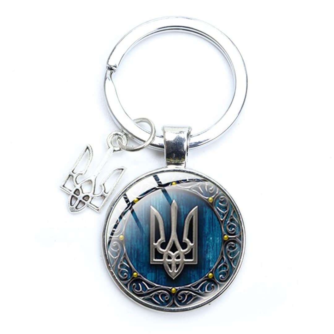 Ukraine Trident - Keychains Handmade Glass Cabochon Alloys - Ukraine Gifts - Ukrainian Jewelry