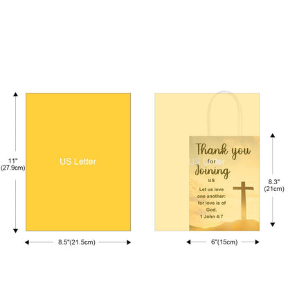 QIELSER Christian Thank You Gift Bags 50 Pack, Welcome to Our Church Paper Bags with Handles, Religious Cross & Bible Verse, Church Favor Bags for Baptism, VBS, Easter