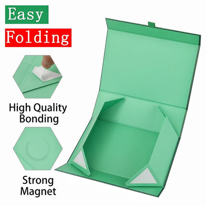 Large Gift Box 13.5x11.8x4.7 Inches, Green Gift Boxes for Presents with Magnetic Closure Lid, Luxury Gift Box Rectangle Collapsible Boxes for Gift Packaging