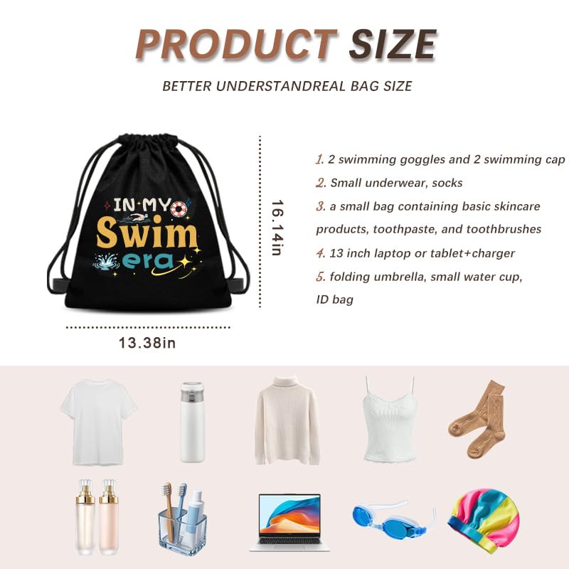 Swim Gifts for Swimmers Birthday Gifts for Women Men Swimming Drawstring Backpack for Swimmer Gift for Daughter Son Swim Lover Gift for Boys Girls Swim Team Gift Bags Swimming Drawstring Sackpack