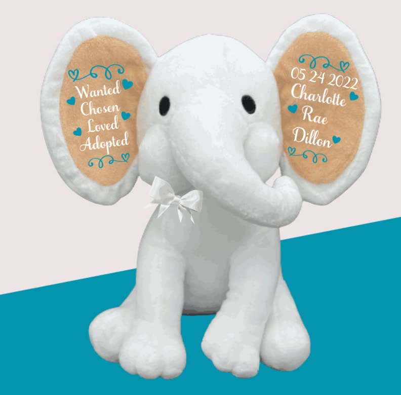 Adoption Celebration Gift - Personalized Plush Elephant Adoption Keepsake
