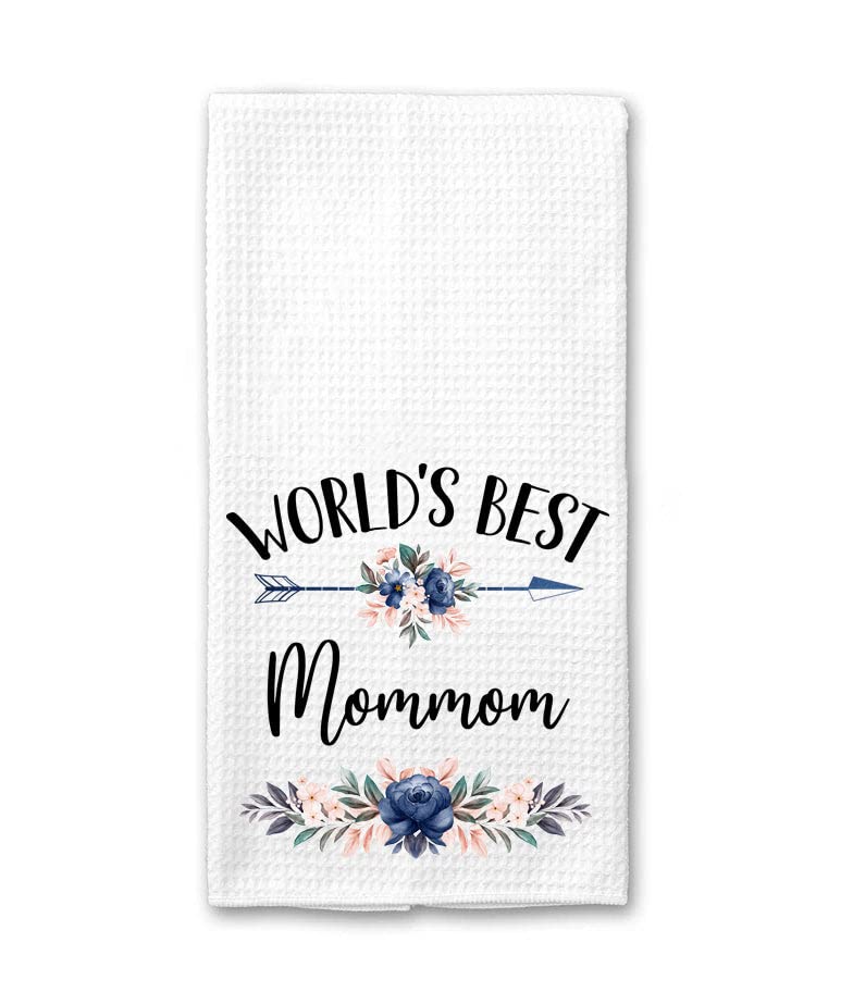 World's Best Mommom Kitchen Towels - Soft & Absorbent Gift for Mom, Nana - Mothers Day, Birthday, Holiday