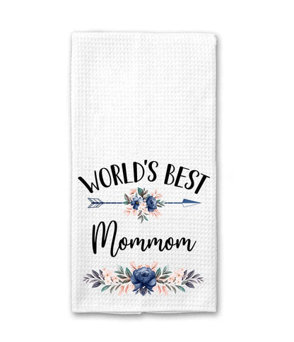 World's Best Mommom Kitchen Towels - Soft & Absorbent Gift for Mom, Nana - Mothers Day, Birthday, Holiday