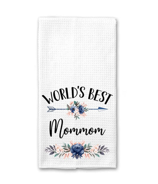 World's Best Mommom Kitchen Towels - Soft & Absorbent Gift for Mom, Nana - Mothers Day, Birthday, Holiday