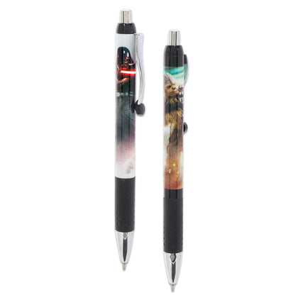 Star Wars Ballpoint Pen Set - Pack of 2 Rollerball Pens Featuring Darth Vader, Han Solo, Chewbacca and More | Star Wars School and Office Supplies