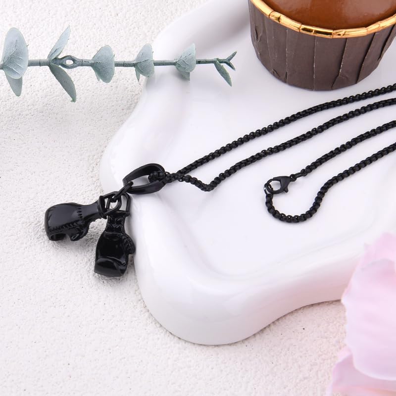 Kilener Boxing Glove Pendant Necklace Punk Chain Necklaces for Men Women Birthday Gifts for Boxers Fitness Motivation Gifts for Son Daughter Friends Boxing Gloves Necklace