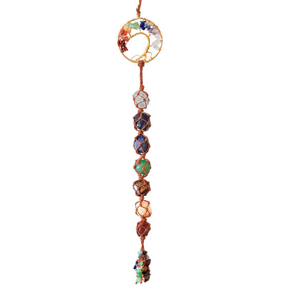 Tree of Life Hanging Chakra Stones, Crystals and Healing Stones Chakra Ornaments for Christmas Tree, Witchy Gifts, Dream Catchers and Meditation Accessories 7 Chakra Decor