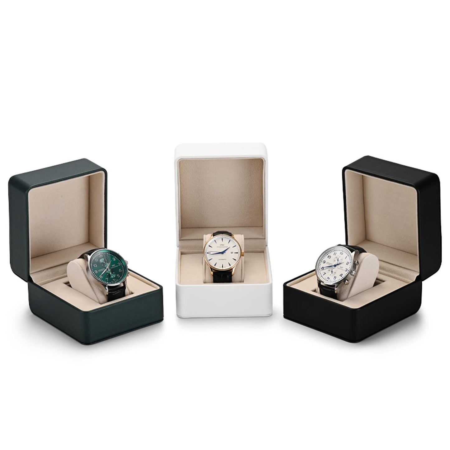 Green Premium PU Leather Watch Gift Box Single Watch Storage Case with Removable Pillow Wristwatch Box(Green)