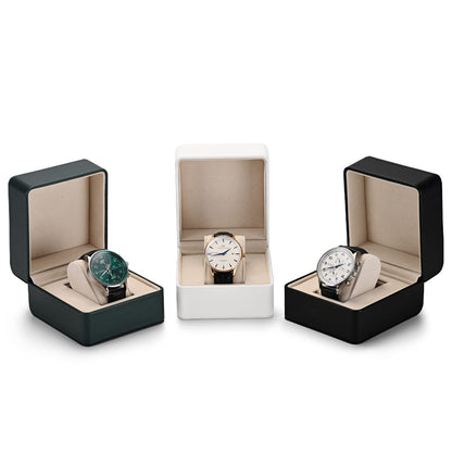 Green Premium PU Leather Watch Gift Box Single Watch Storage Case with Removable Pillow Wristwatch Box(Green)