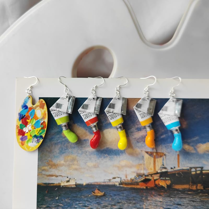 Artist Earrings,Made of real paint Tube,Unique Paint Palette Dangle Earrings for Women Artist Gift,Painter Teacher Art Gifts
