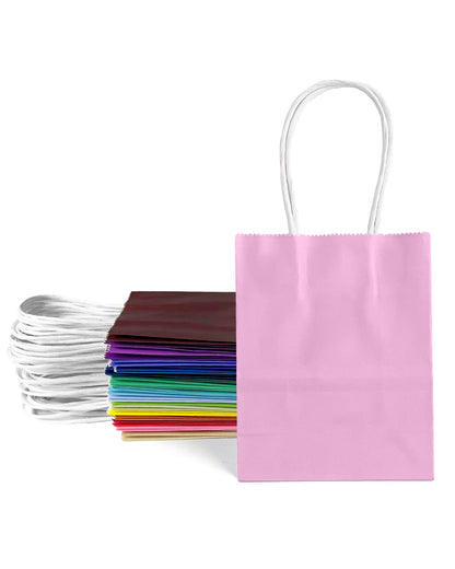 qiqee 24PCS Mini Gift Bag with Handles Bulk 4.5"x2.5"x6" Gift Bags 24 Colors Bags Multiple Uses