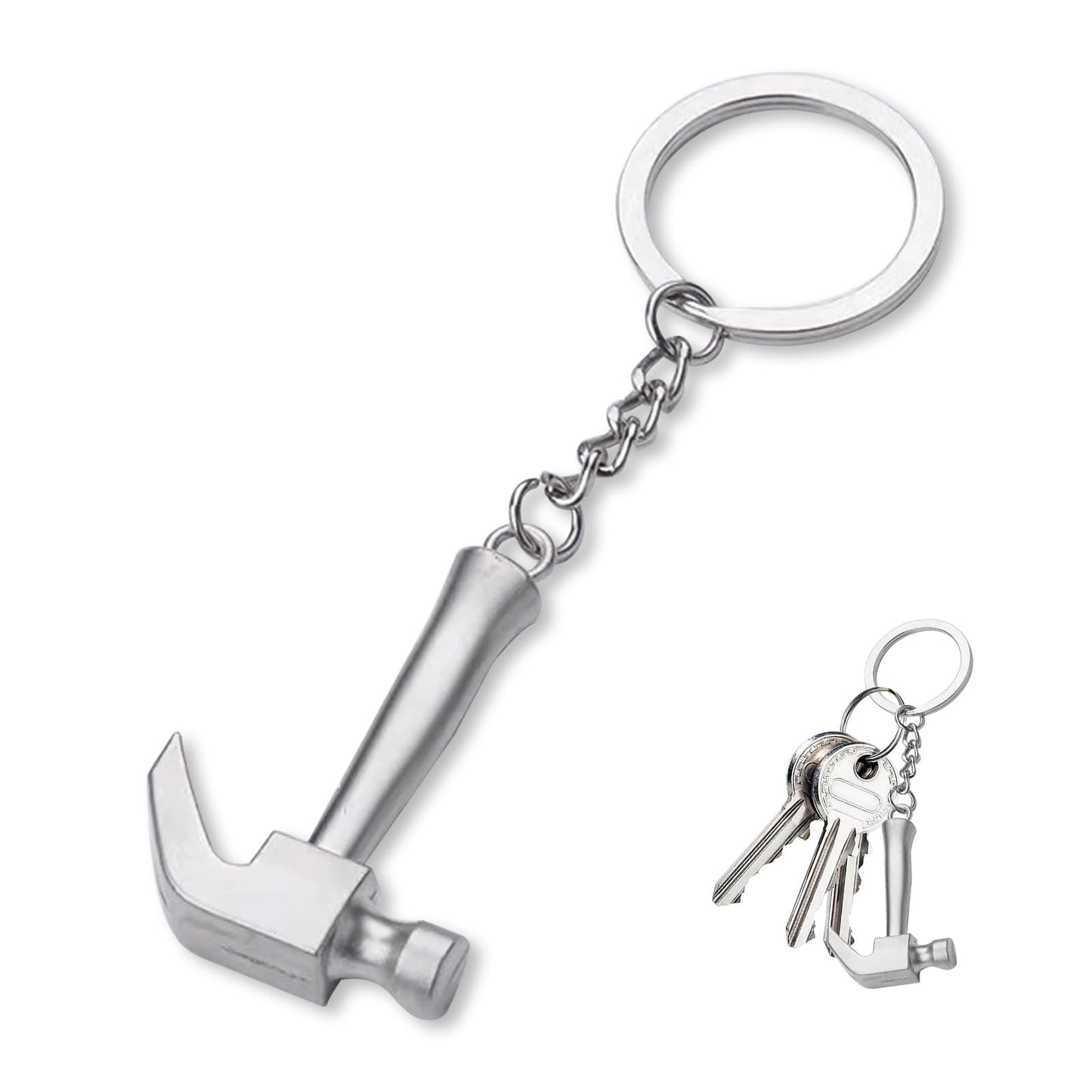 Hammer Keychain Tiny Construction Ornament for Engineers Car Key Stick Figure Tool Creative Metal Chain Pendant Unique Present for Men