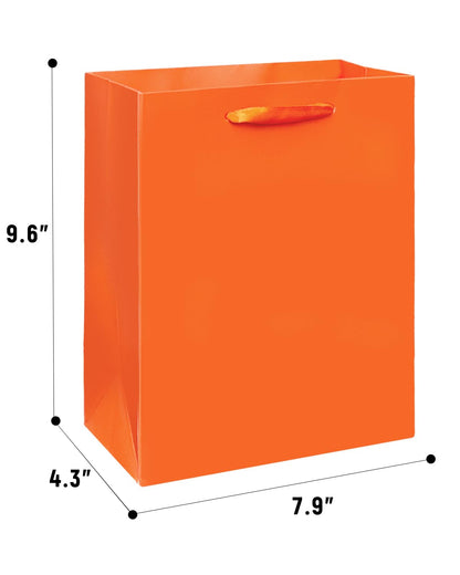 Gcardist Bright Orange Gift Bags with Tissue Paper for Wedding, Birthday, Party Supplies-7.9"x4.3"x9.6" Medium Size Cardboard Gift Bags（5pcs Bags + Tissue Paper ）