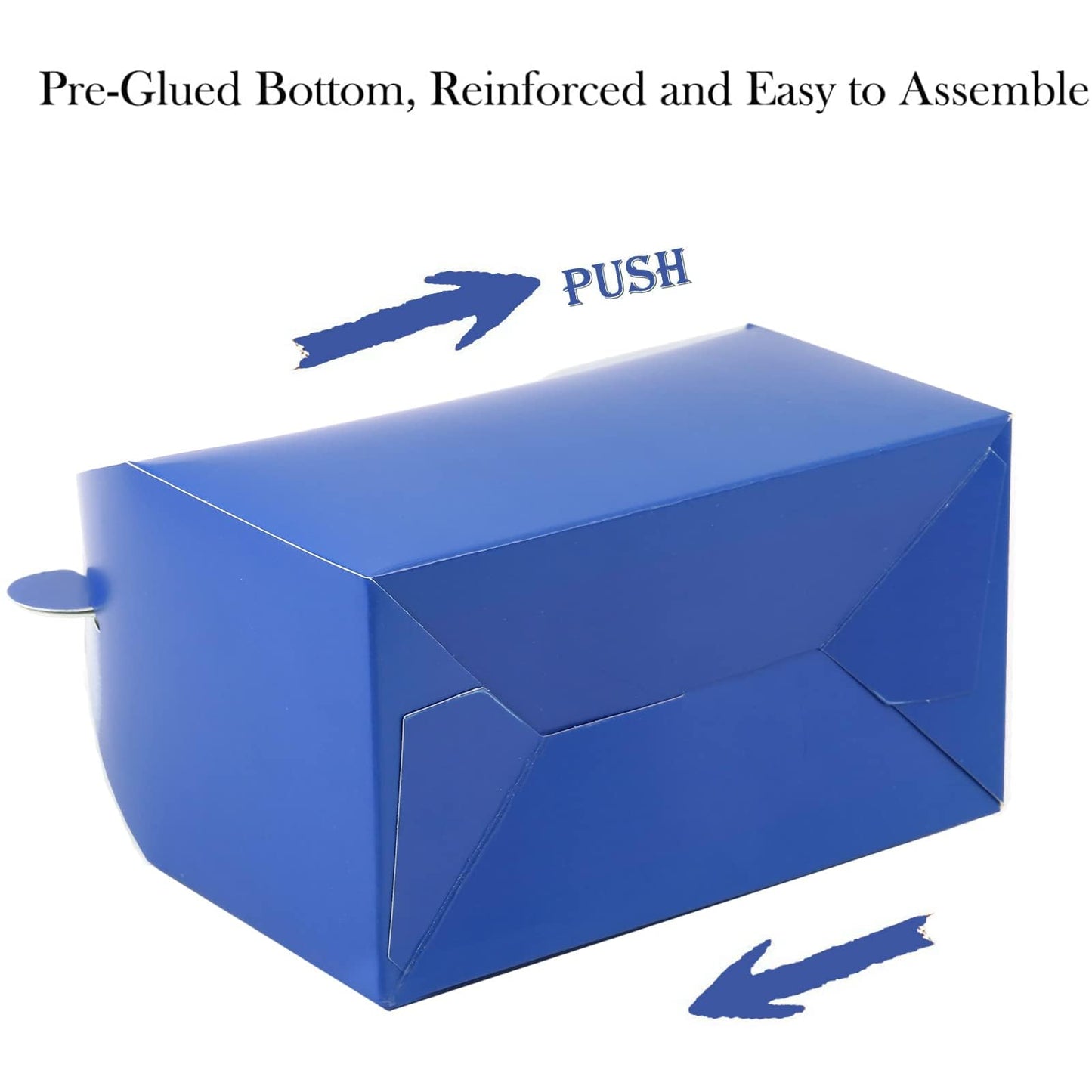 30-Pack Dark Blue Party Favor Treat Boxes Pack, Goodie Boxes, Paper Gable Gift Boxes with Handles. Perfect for Prince Party and Baby Shower Decoration Supplies