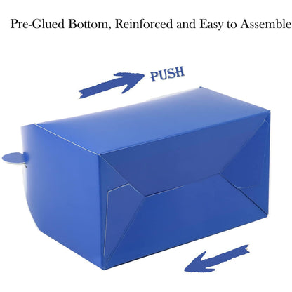 30-Pack Dark Blue Party Favor Treat Boxes Pack, Goodie Boxes, Paper Gable Gift Boxes with Handles. Perfect for Prince Party and Baby Shower Decoration Supplies