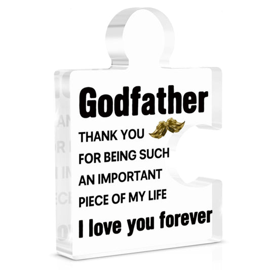 Godfather Gift, Godfather Father's Day Gifts from Goddaughter Godson Godchild, Gifts for God Father Birthday Christmas Fathers Day Acrylic Puzzle Piece Plaque Desk Decorations for Home Decor