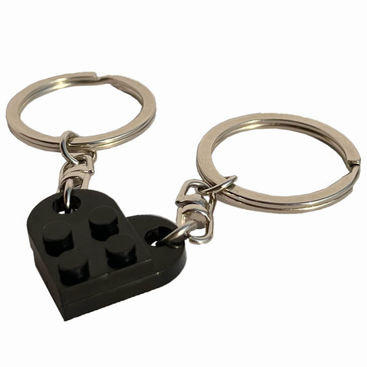 Brick Heart Keychain for Couple Boyfriend Girlfriend Best Friend, Cute Brick Matching Keychains Set for Husband Wife