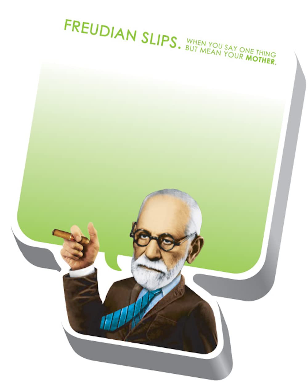 The Unemployed Philosophers Guild Freudian Slips Sticky Notes - Sigmund Freud Themed 3.25" by 4.25" Booklet with Self-Sticky Individual Notes Inside