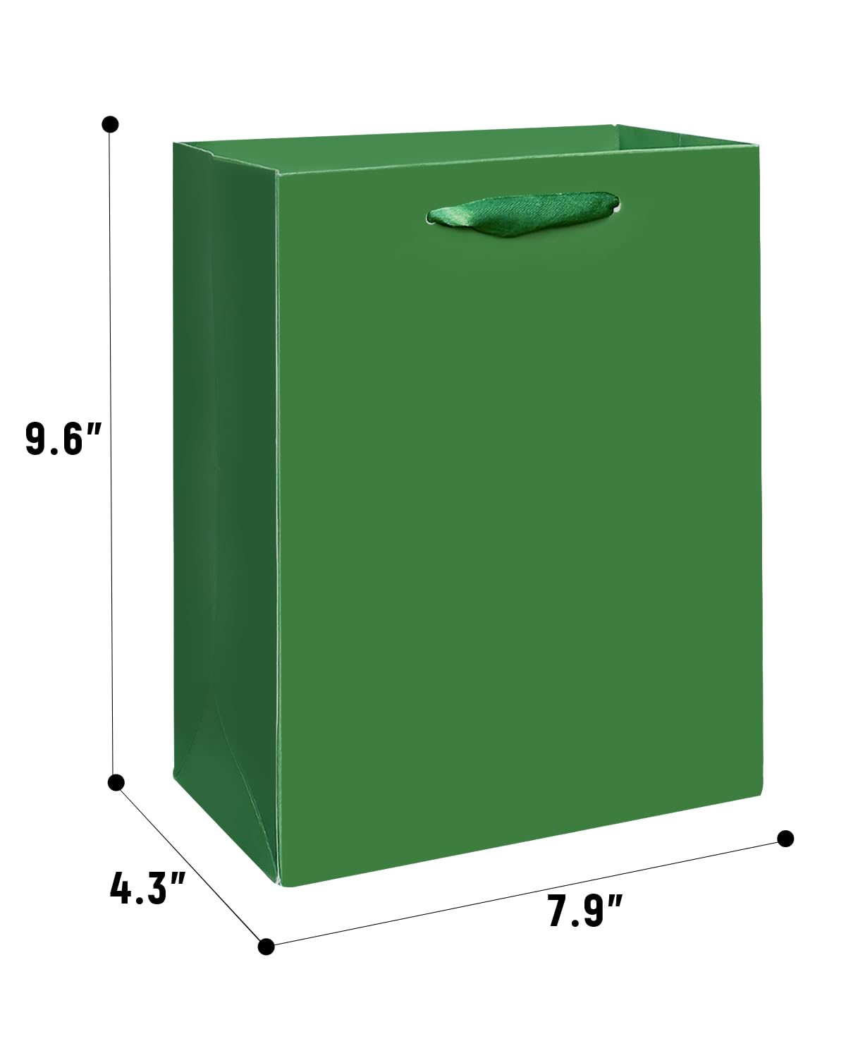 Gcardist Dark Green Gift Bags with Tissue Paper for Wedding, Birthday, Party Supplies-7.9"x4.3"x9.6" Medium Size Cardboard Gift Bags（5pcs Bags + Tissue Paper ）
