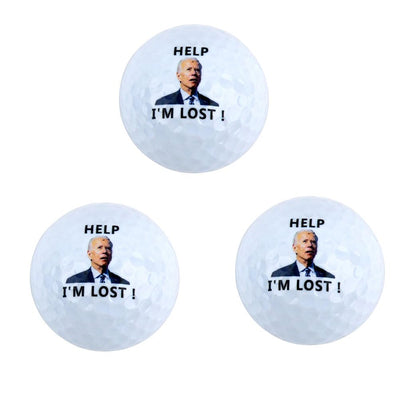 3 Pack Biden Golf Balls Funny Confused Joe Biden Help I'm Lost Cute Novelty Golf Balls Gifts