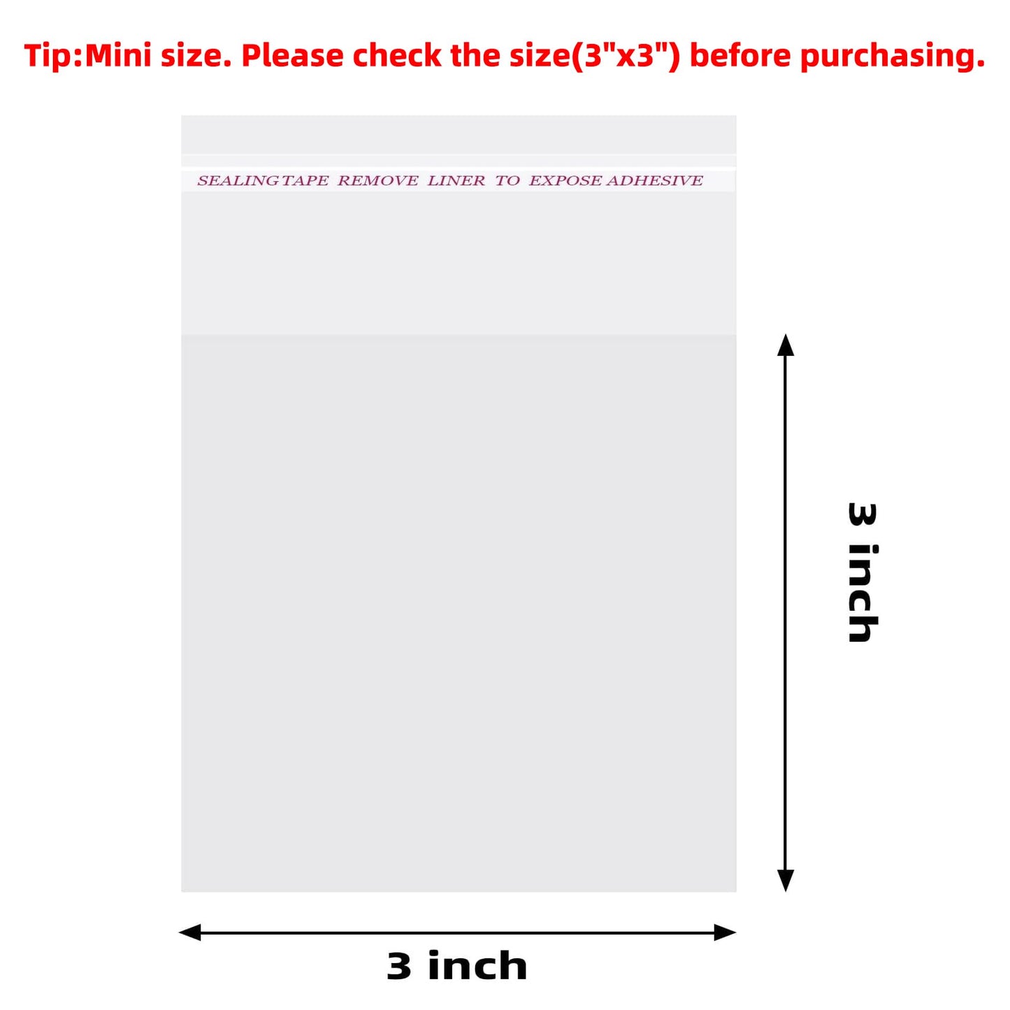 Morepack Self Sealing Cellophane Bags Self Adhesive,3x3 Inches Clear Resealable Cellophane Bags 200Pieces (Mini Size)