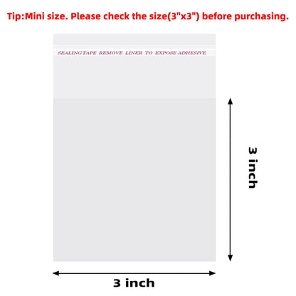 Morepack Self Sealing Cellophane Bags Self Adhesive,3x3 Inches Clear Resealable Cellophane Bags 200Pieces (Mini Size)
