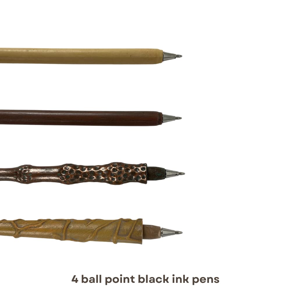 Harry Potter Wizarding World Wand Pens Set of 4 - Voldemort, Hermione, Dumbledore Wands