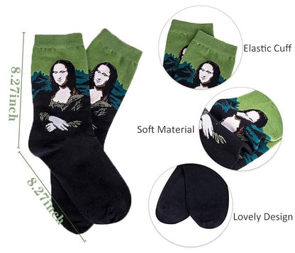 Chalier 5 Pairs Womens Fun Famous Painting Patterned Art Socks Cotton Printed Cool Novelty Funny Socks for Women