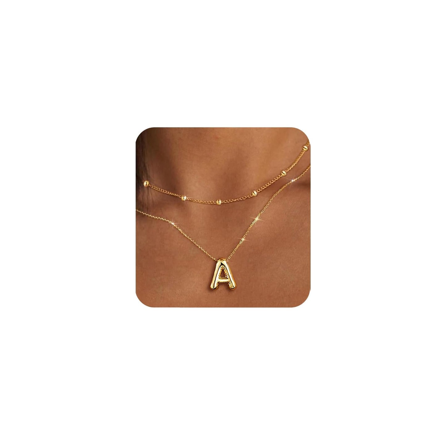 PANSHI Graduation Gift for Her Gold Initial Necklaces Gifts for Girls Women, Teen Girl Gifts Trendy Stuff Layered Bubble Letter Necklace Gold Jewelry Birthday Gift